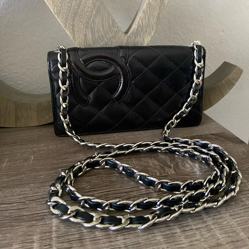 ⛓🖤 Chanel Quilted Cambon Wallet Chain on Shoulder or Crossbody Revamp Bag